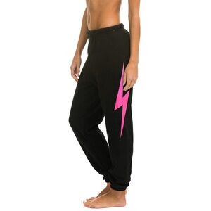 Aviator Nation – BOLT SWEATPANTS - BLACK // NEON PINK
